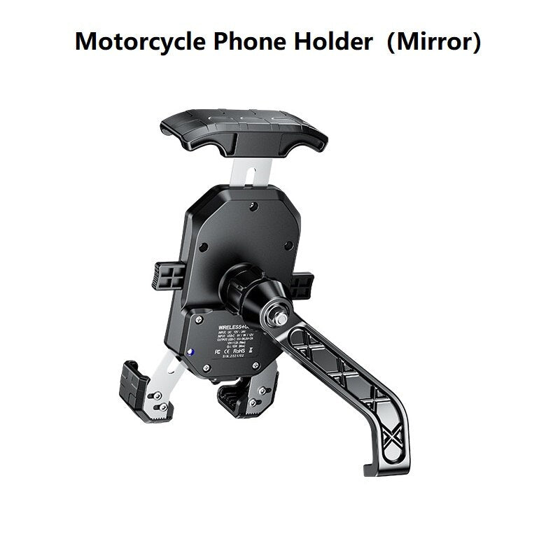 Motorcycle Phone Holder 15W Wireless Charger QC3.0 USB Charging Mount Stand Handlebar Smartphone Bracket Bike Cellphone Support